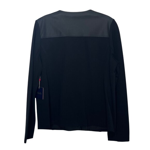 Rafaella Moto Jacket Womens Size 10 Black New Faux Leather Modern Tapestry - Picture 2 of 10